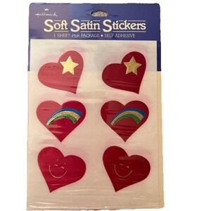 Vintage 80's Hallmark Satin HEART Sticker Sheet USA New In Package